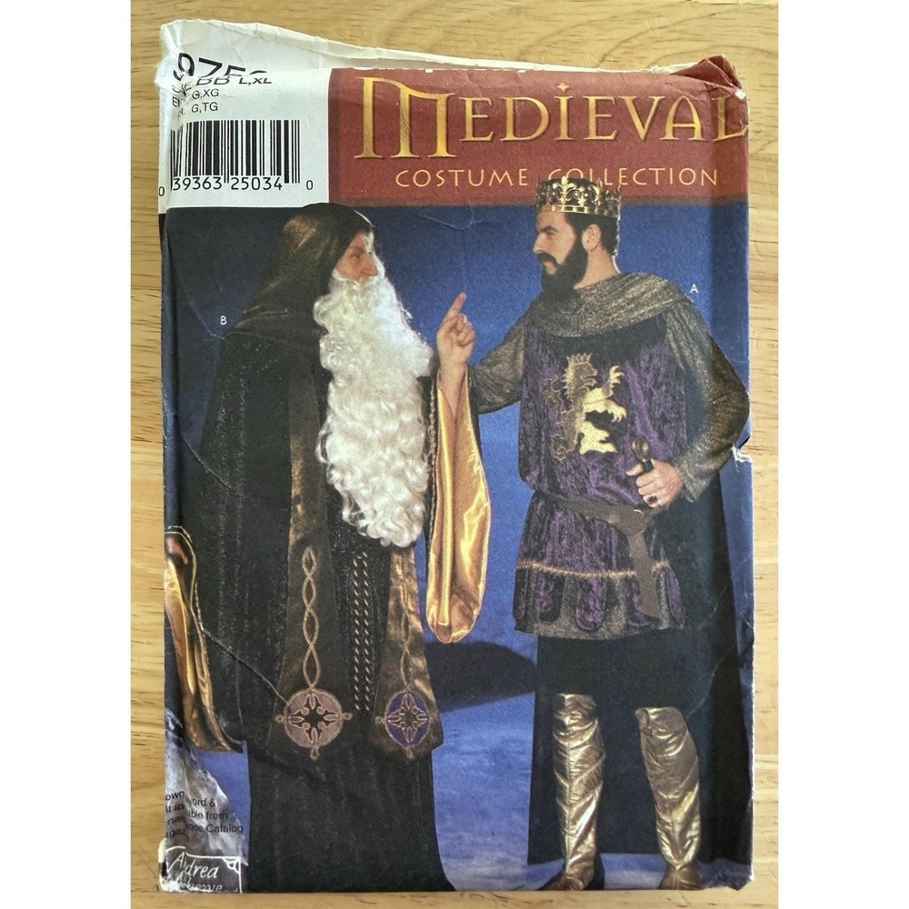 Simplicity Andrea Schewe Design 9753 Renaissance Medieval Costume Pattern L-XL